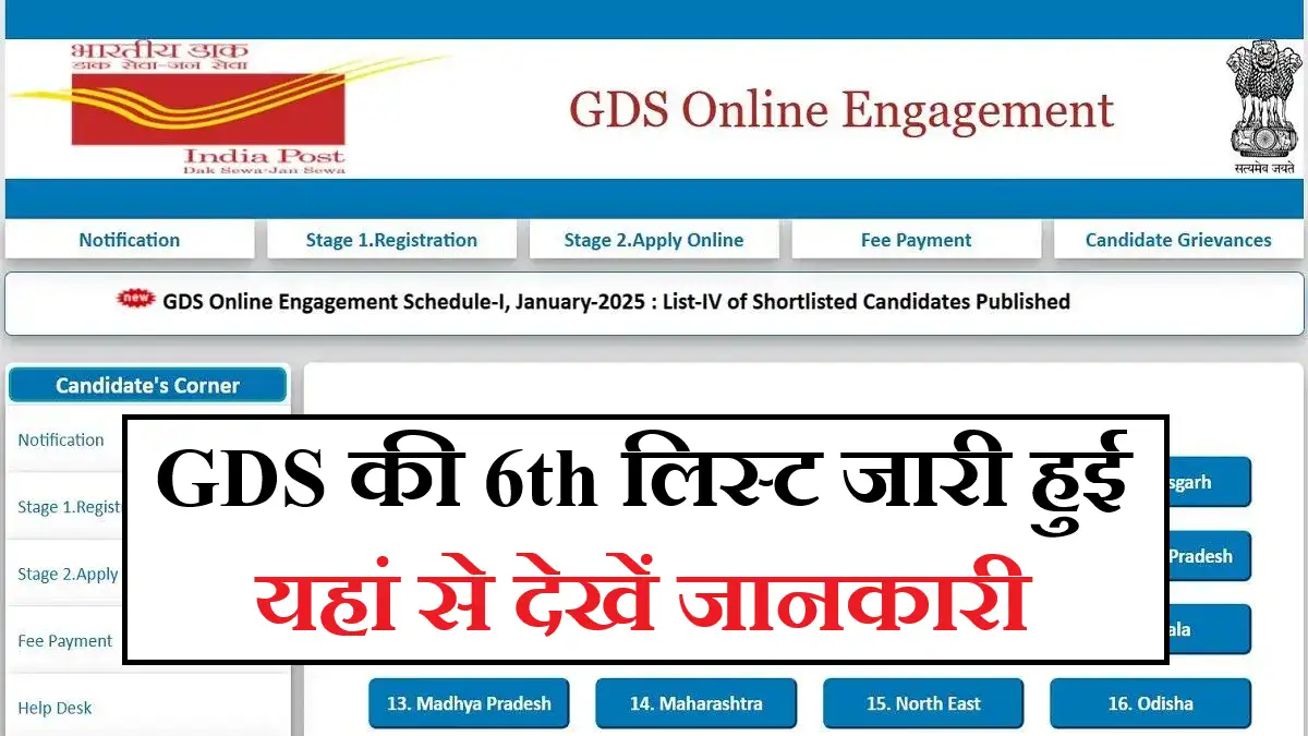 India Post GDS 6th Merit List 2025