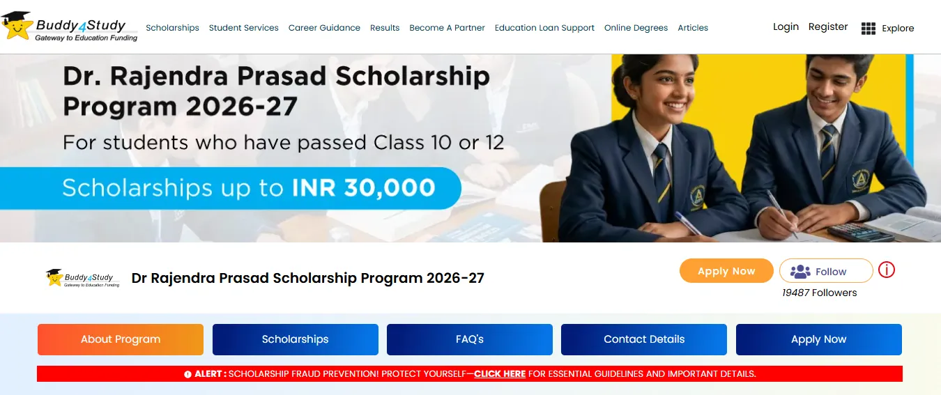 Dr. Rajendra Prasad Scholarship 2026-27: Online Apply, Eligibility, Documents & ₹30,000 Scholarship Details 2 Dr. Rajendra Prasad Scholarship Program Official Website Direct Link